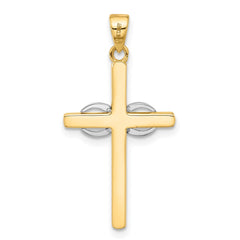 14K Two-tone Polished Infinity Cross Pendant