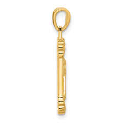14K Polished and Textured Dog Tag Cross Pendant