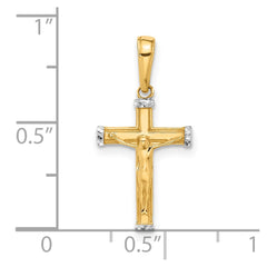 14k and White Rhodium D/C Crucifix Cross Pendant