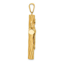 14K Polished and Textured Crucifix Pendant - 3
