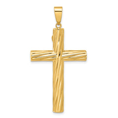 14K Polished and Textured Crucifix Pendant - 3