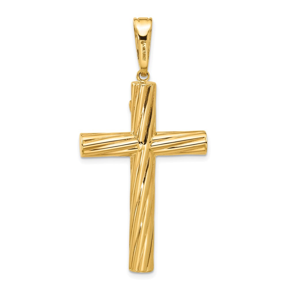 14K Polished and Textured Crucifix Pendant