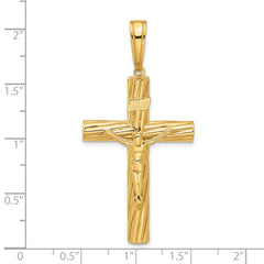 14K Polished and Textured Crucifix Pendant