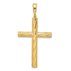 14K Polished and Textured Crucifix Pendant