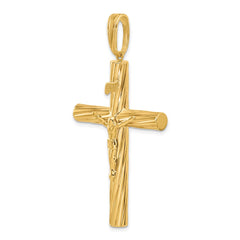 14K Polished and Textured Crucifix Pendant