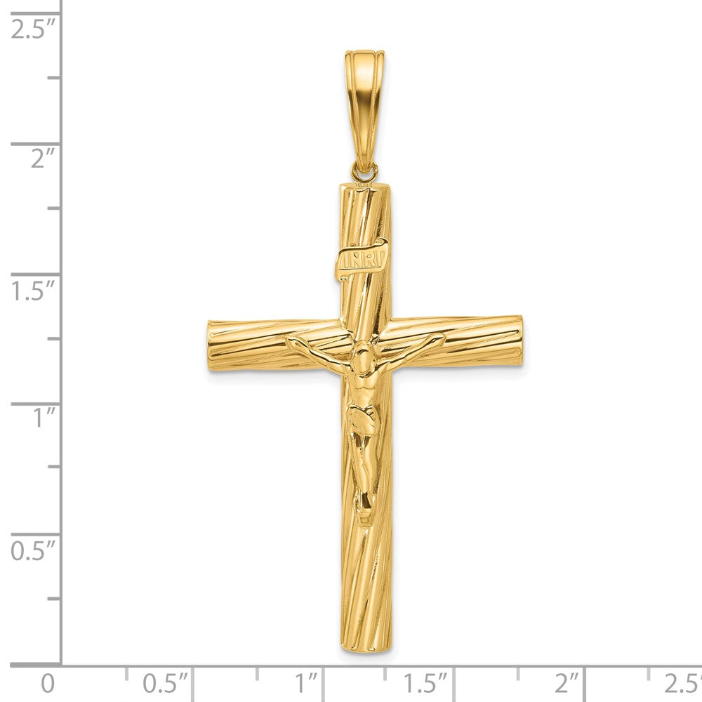 14K Polished and Textured Crucifix Pendant