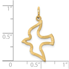 14K Satin and Diamond-Cut Dove Charm