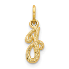 14KY Script Letter J Initial Charm - 2