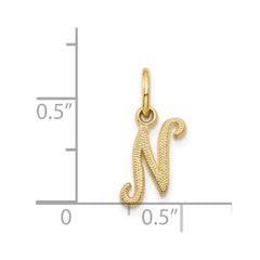 14KY Script Letter N Initial Charm - 2