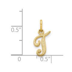 14KY Script Letter T Initial Charm - 2