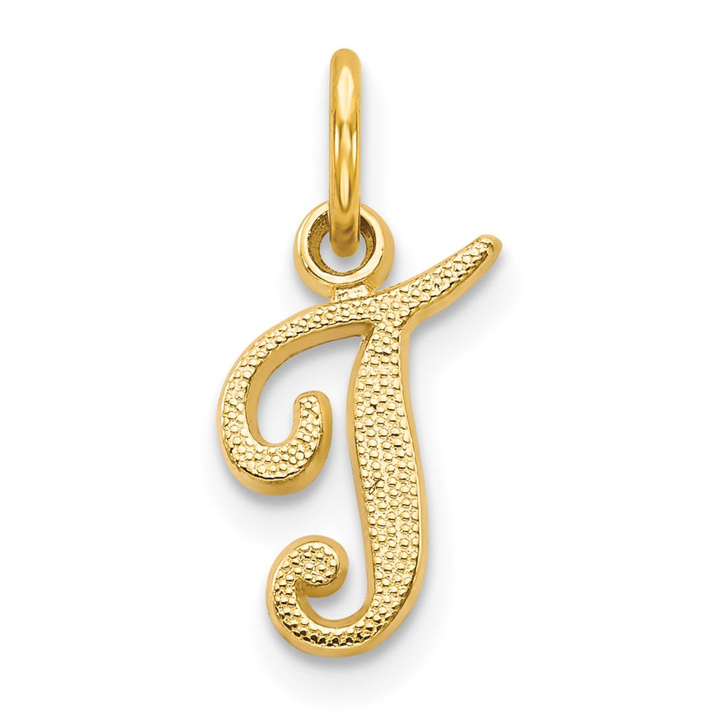 14KY Script Letter T Initial Charm - 2