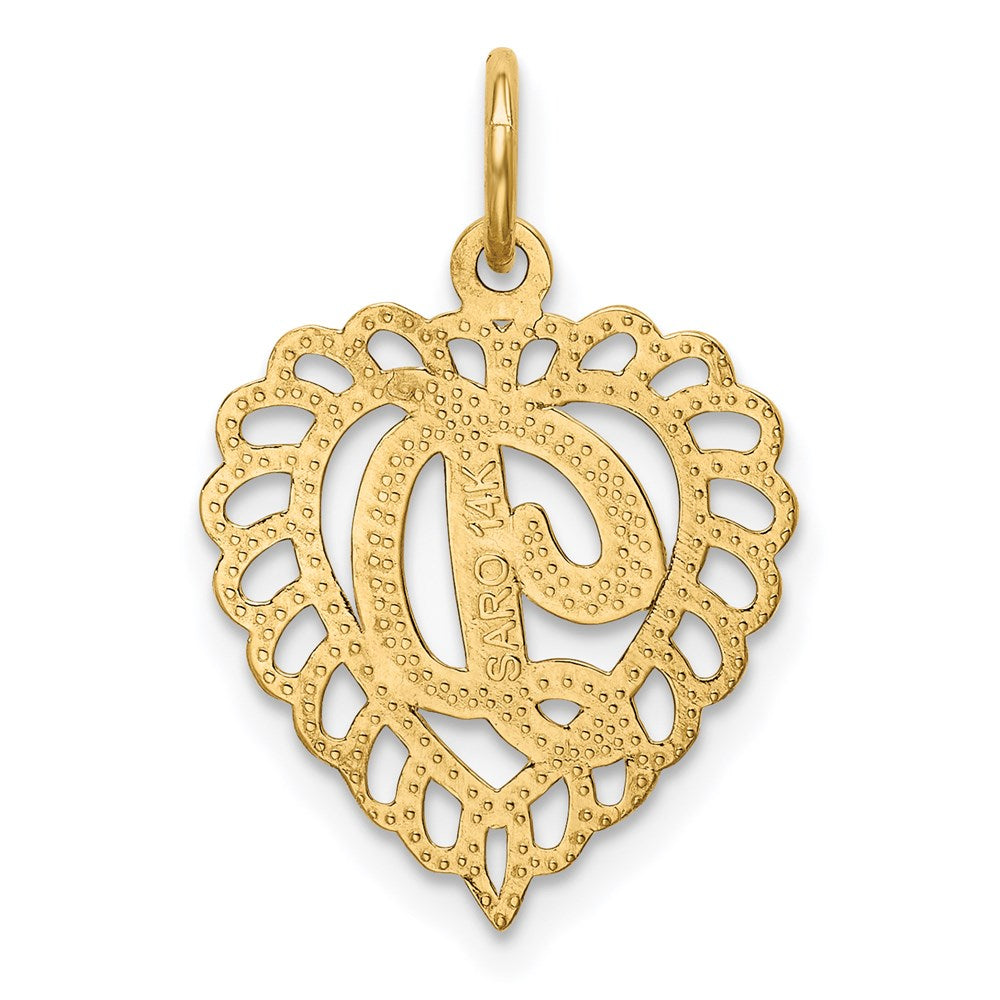 14k Heart Letter D Charm