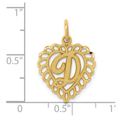 14k Heart Letter D Charm