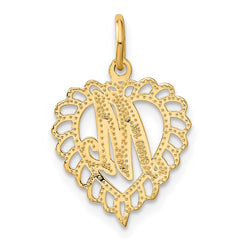 14k Heart Letter M Charm
