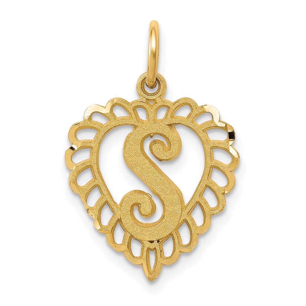 14k Heart Letter Z Charm