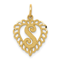 14k Heart Letter Z Charm