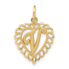 14k Heart Letter Y Charm