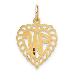 14k Heart Letter W Charm