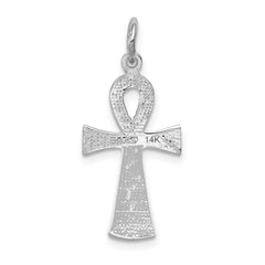 14k White Gold Ankh Cross Pendant - 2