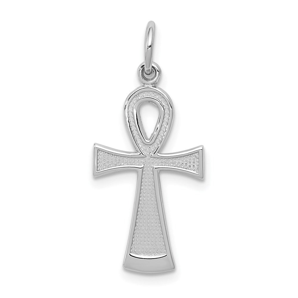 14k White Gold Ankh Cross Pendant - 2