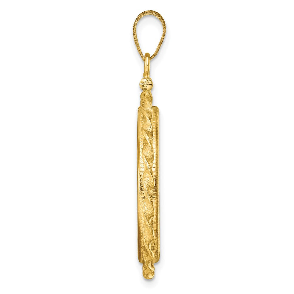 Wideband Distinguished Coin Jewelry 14k Polished Wide Twisted Wire 22.0mm x 1.9mm Screw Top Coin Bezel Pendant
