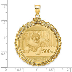 Wideband Distinguished Coin Jewelry 14k Polished Wide Twisted Wire Mounted 1oz Panda Bezel Pendant