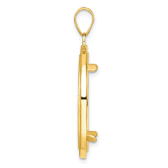 Wideband Distinguished Coin Jewelry 14k Polished Beaded and Diamond-cut 22.0mm Prong Coin Bezel Pendant