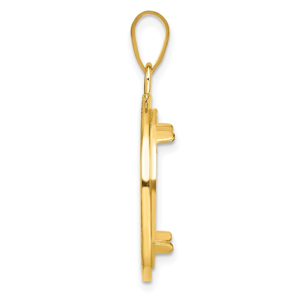 Wideband Distinguished Coin Jewelry 14k Polished and Beaded 18.0mm Prong Coin Bezel Pendant