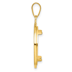 Wideband Distinguished Coin Jewelry 14k Polished and Beaded 18.0mm Prong Coin Bezel Pendant