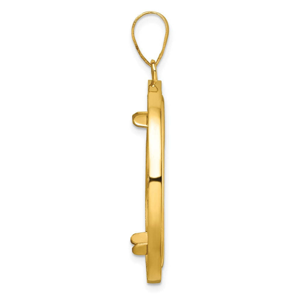 Wideband Distinguished Coin Jewelry 14k Polished and Beaded 27.0mm Prong Coin Bezel Pendant