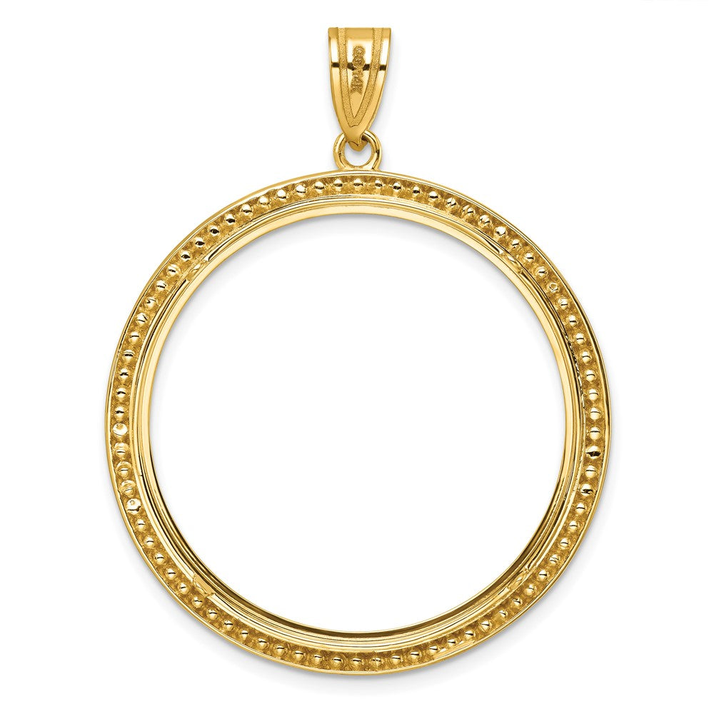 Wideband Distinguished Coin Jewelry 14k Polished and Beaded 32.0mm Prong Coin Bezel Pendant