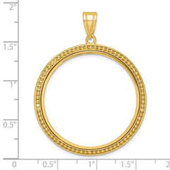 Wideband Distinguished Coin Jewelry 14k Polished and Beaded 32.0mm Prong Coin Bezel Pendant