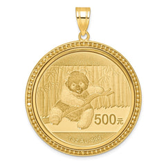 Wideband Distinguished Coin Jewelry 14k Polished and Beaded Mounted 1oz Panda Bezel Pendant