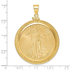 Wideband Distinguished Coin Jewelry 14k Polished and Beaded Mounted 1oz American Eagle Screw Top Coin Bezel Pendant