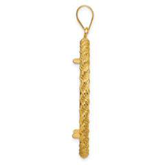 Wideband Distinguished Coin Jewelry 14k Polished and Diamond-cut with Casted Rope 32.7mm Prong Coin Bezel Pendant