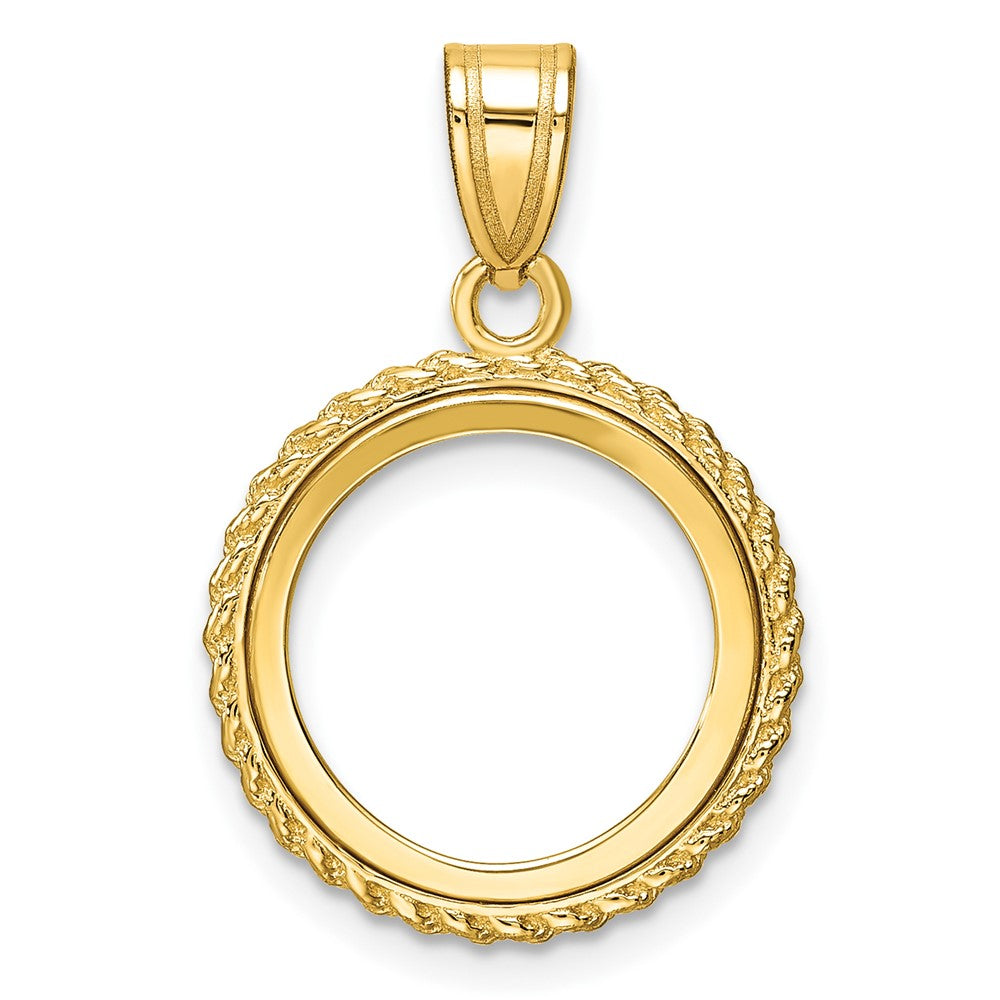 Wideband Distinguished Coin Jewelry 14k Polished with Casted Rope 14.0mm Prong Coin Bezel Pendant