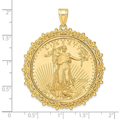 Wideband Distinguished Coin Jewelry 14ky Fancy Diamond-cut Mounted 1oz American Eagle Coin Bezel Pendant