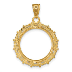 Wideband Distinguished Coin Jewelry 14k Polished Fancy 16.5mm Prong Coin Bezel Pendant - 2