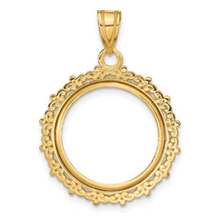 Wideband Distinguished Coin Jewelry 14k Polished Fancy 16.5mm Prong Coin Bezel Pendant - 2