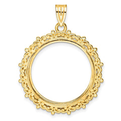 Wideband Distinguished Coin Jewelry 14k Polished Fancy 22.0mm Prong Coin Bezel Pendant - 2