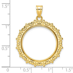Wideband Distinguished Coin Jewelry 14k Polished Fancy 22.0mm Prong Coin Bezel Pendant - 2