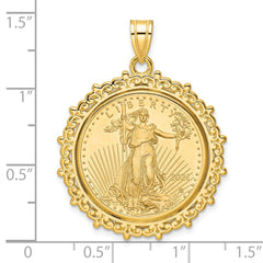 Wideband Distinguished Coin Jewelry 14k Polished Fancy Mounted 1/4oz American Eagle Prong Coin Bezel Pendant - 2
