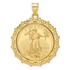 Wideband Distinguished Coin Jewelry 14k Polished Fancy Mounted 1/4oz American Eagle Prong Coin Bezel Pendant - 2