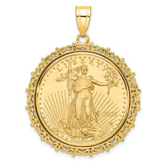 Wideband Distinguished Coin Jewelry 14k Polished Fancy Mounted 1/2oz American Eagle Prong Coin Bezel Pendant