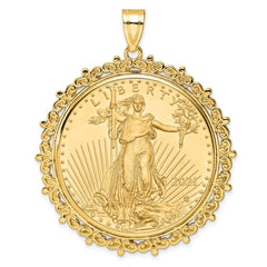 Wideband Distinguished Coin Jewelry 14k Polished Fancy Mounted 1oz American Eagle Prong Coin Bezel Pendant - 2