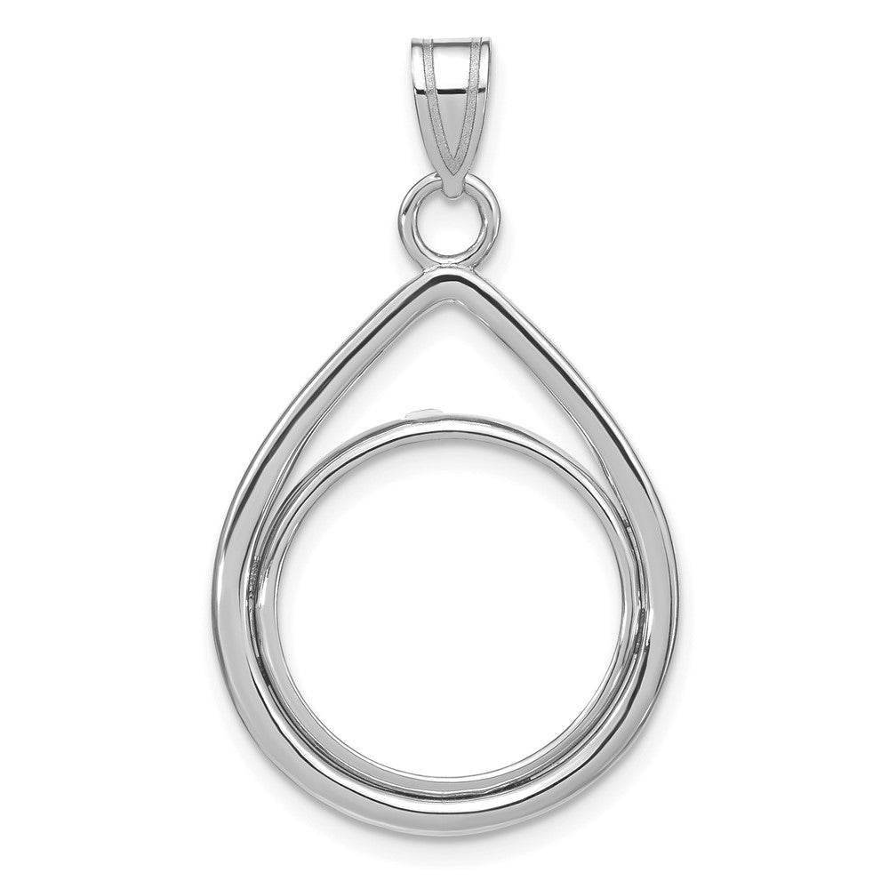 14kw Polished Lightweight Teardrop 18.0mm Prong Coin Bezel Pendant
