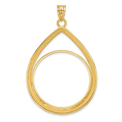 Wideband Distinguished Coin Jewelry 14k Polished Lightweight Teardrop 32.0mm Prong Coin Bezel Pendant