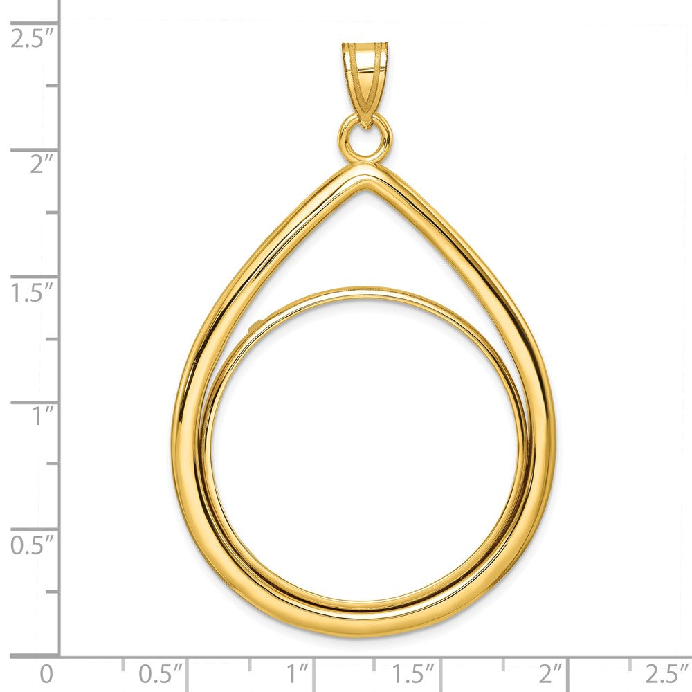 Wideband Distinguished Coin Jewelry 14k Polished Lightweight Teardrop 32.0mm Prong Coin Bezel Pendant