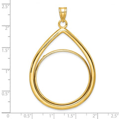 Wideband Distinguished Coin Jewelry 14k Polished Lightweight Teardrop 32.0mm Prong Coin Bezel Pendant