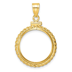 Wideband Distinguished Coin Jewelry 14k Polished Casted Rope 18.0mm x 1.35mm Screw Top Coin Bezel Pendant